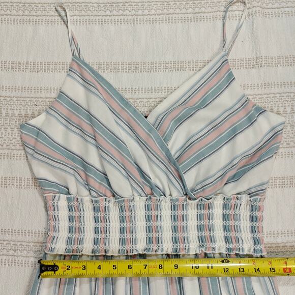 Trixxi White Striped Summer Dress Spaghetti Strap Casual Size XL - Picture 3 of 6